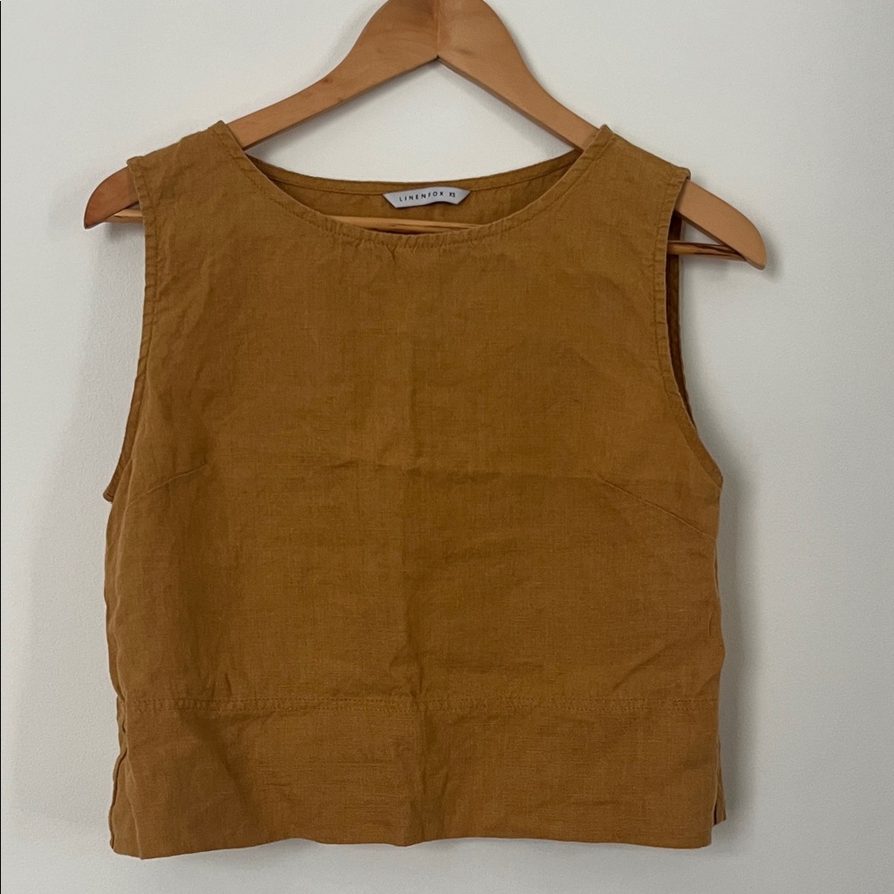 Linenfox crop top in camel (yellow)